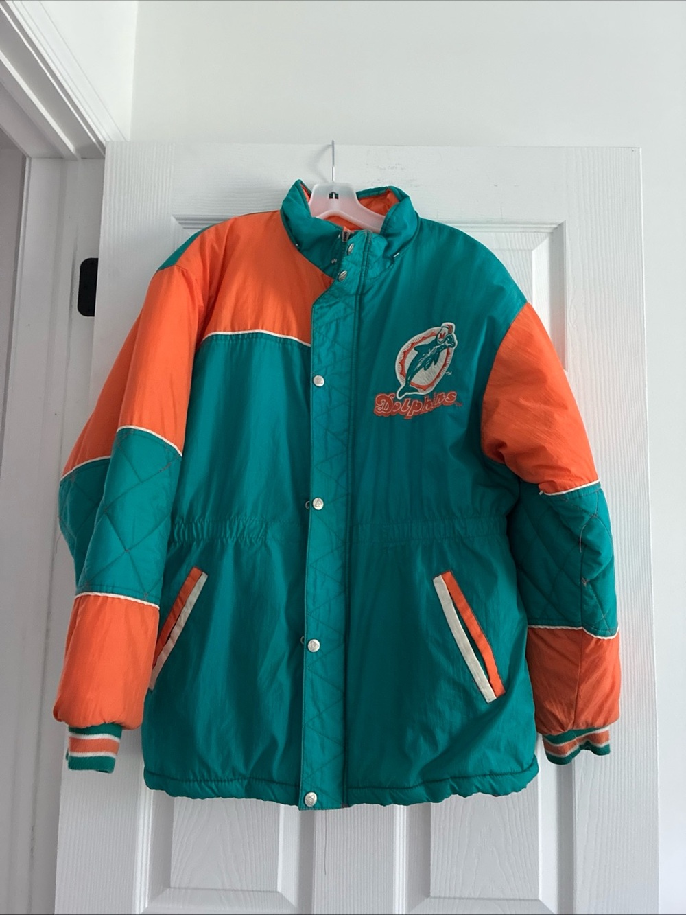 NFL Teal and Orange Miami Dolphins Juniors 16-18 Puffer Jacket